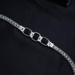 Black Stone Triple Link Braided Silver Bracelet
