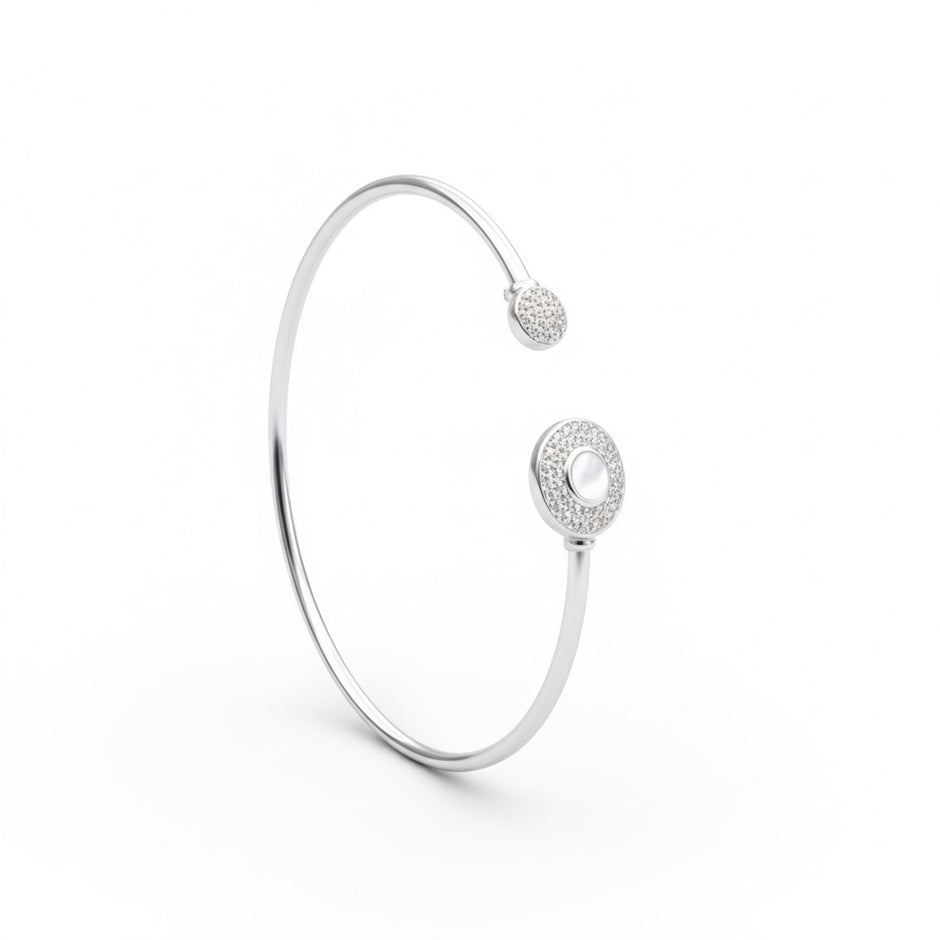Pearl Geometric Disc Open Cuff