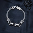 Carved Block Silver Bracelet
