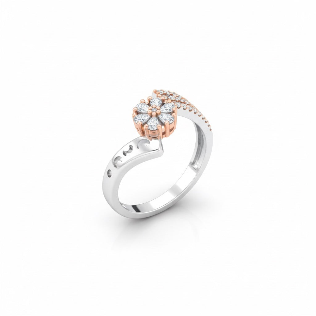 Silver Solo Bloom Rhodium Ring