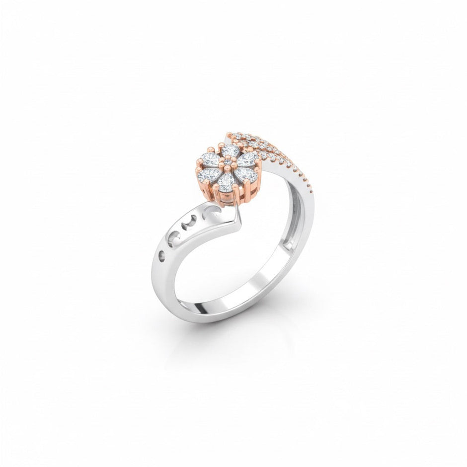 Silver Solo Bloom Rhodium Ring