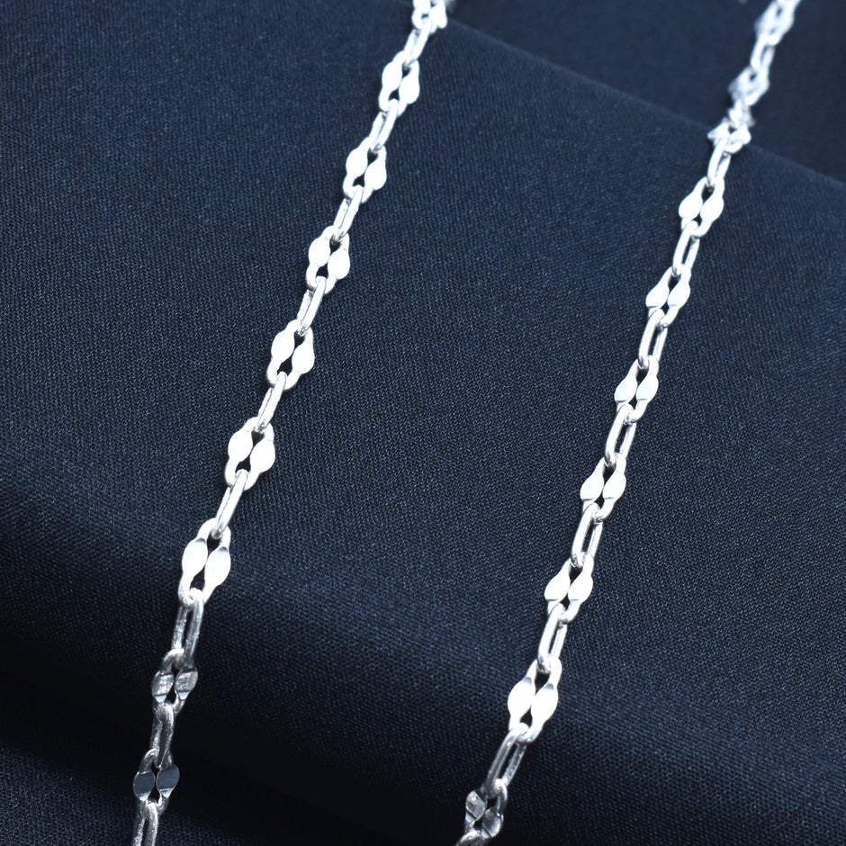 Elongated Dual-Link Silver Chain