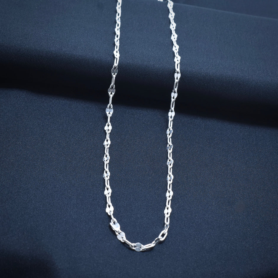 Elongated Dual-Link Silver Chain