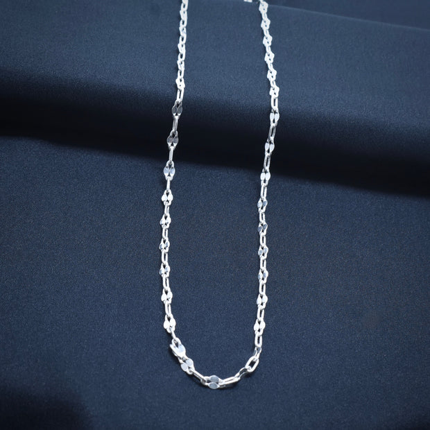 Elongated Dual-Link Silver Chain