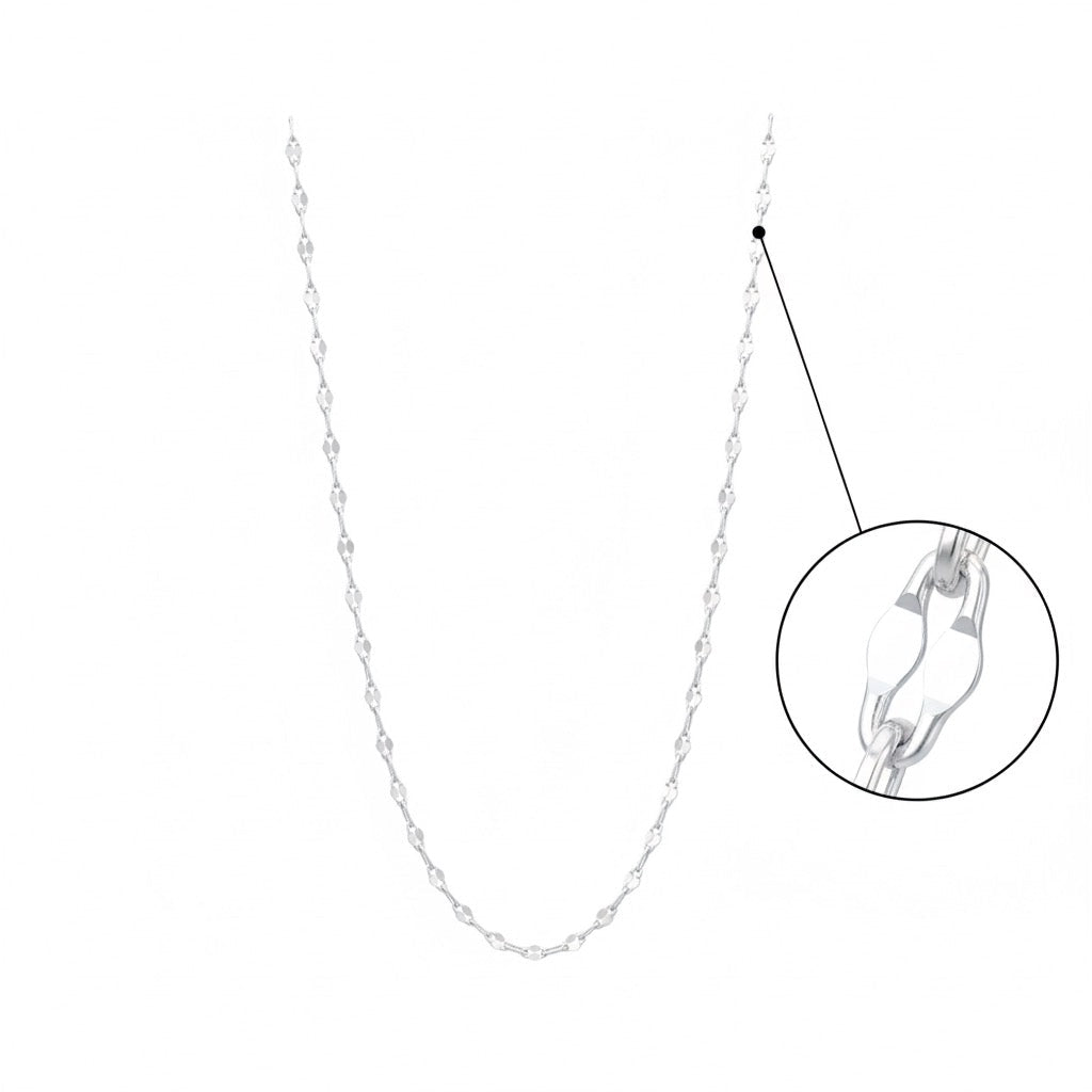 Elongated Dual-Link Silver Chain