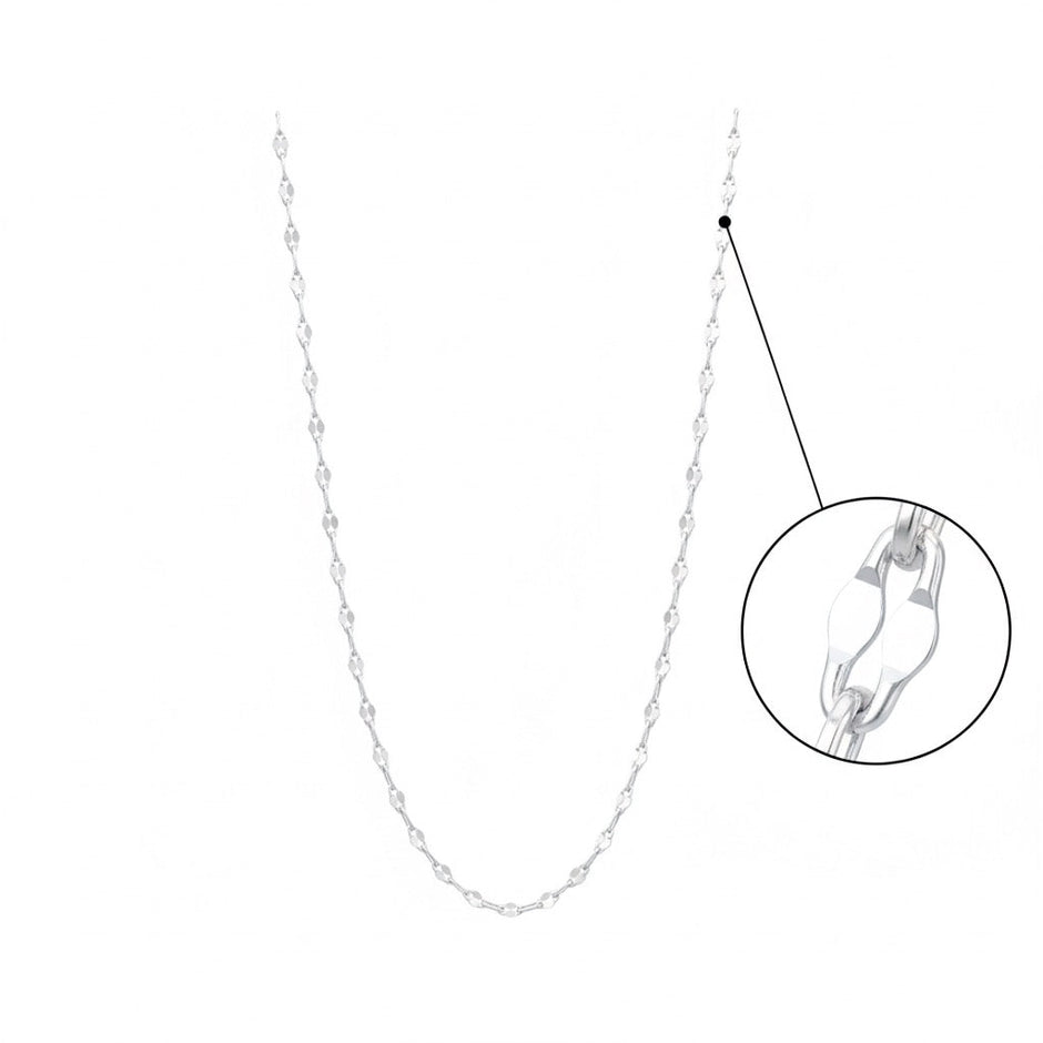 Elongated Dual-Link Silver Chain