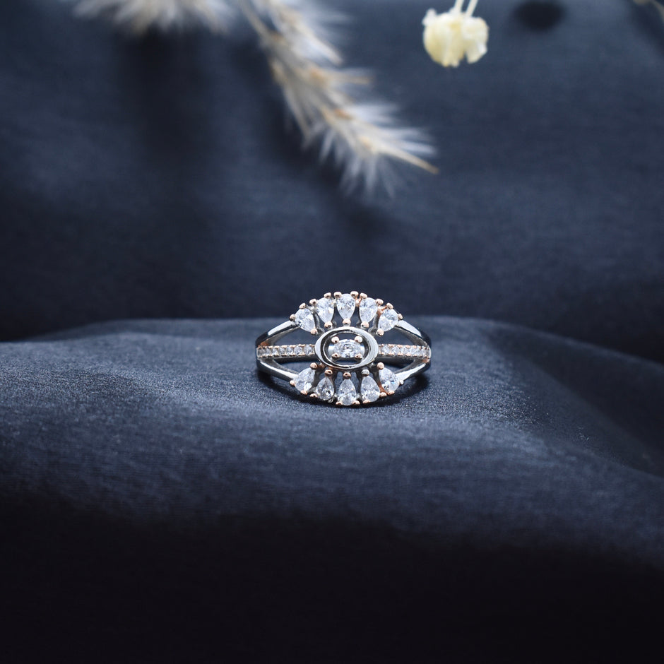 Silver Radiant Crown Rhodium Ring