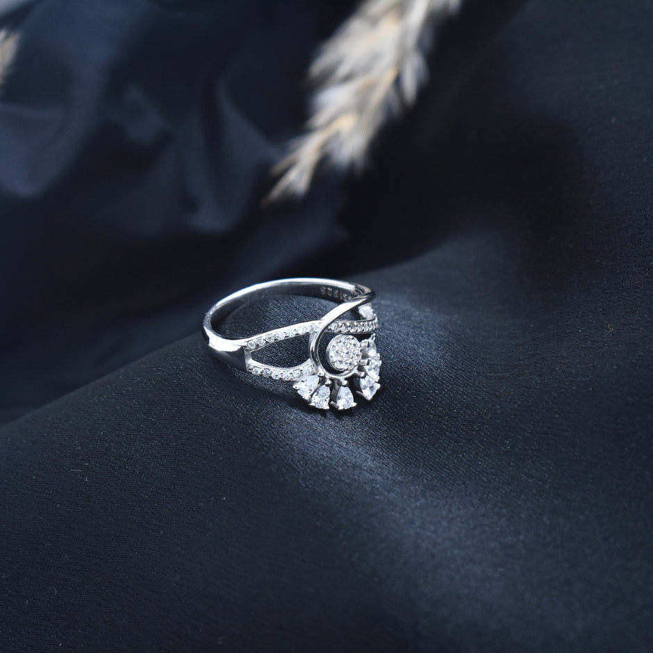 Crystal Swirl 925 Silver Ring