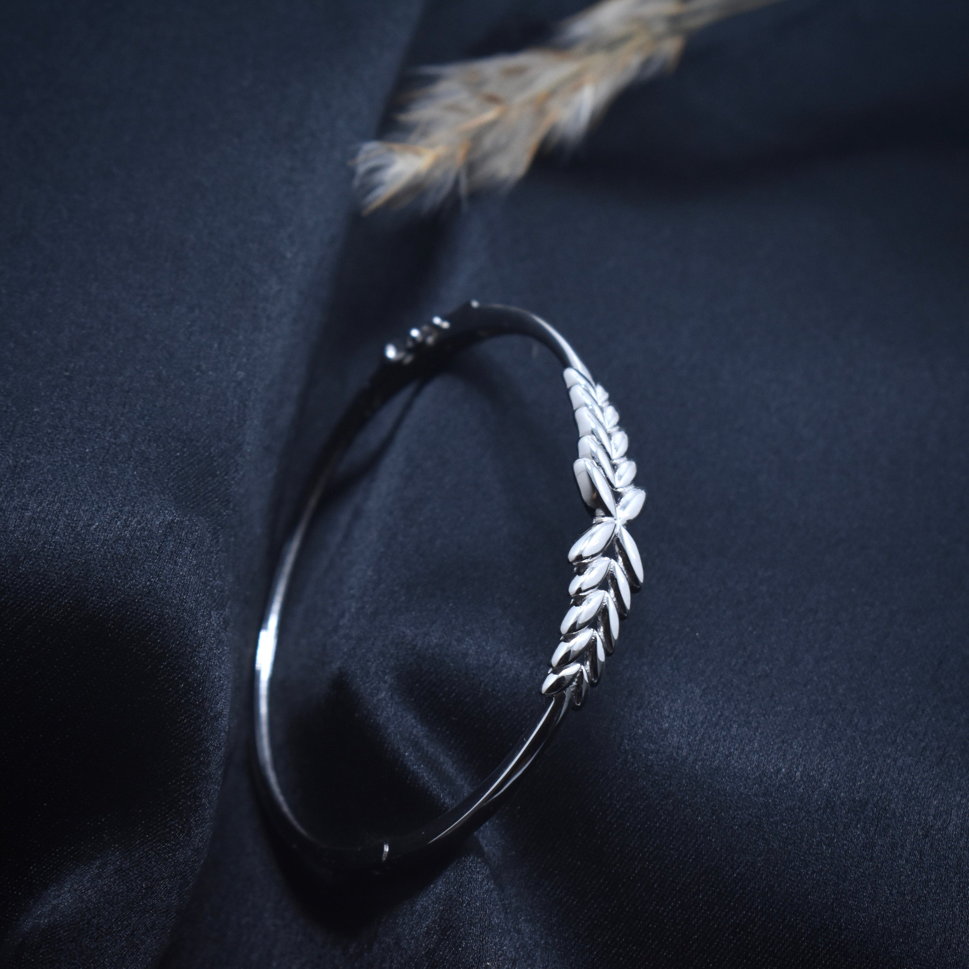 Nature-Inspired Leaf Sterling Silver Bracelet