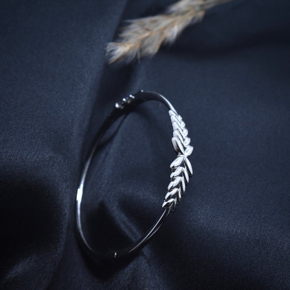 Nature-Inspired Leaf Sterling Silver Bracelet