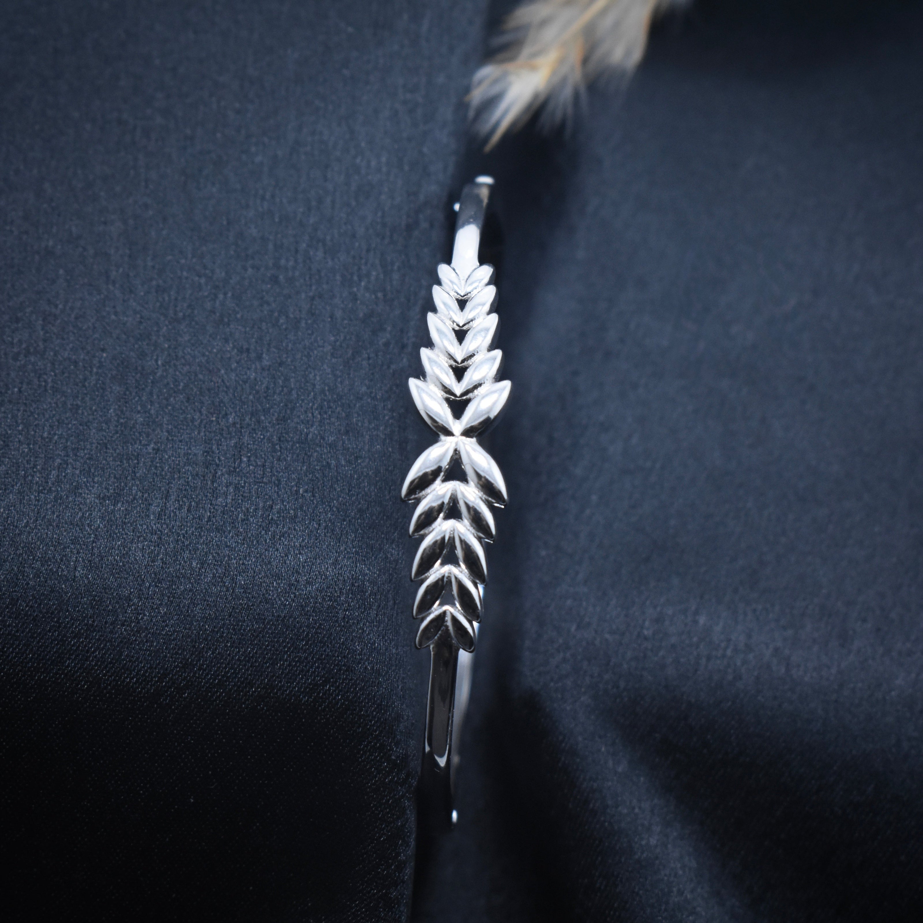 Nature-Inspired Leaf Sterling Silver Bracelet