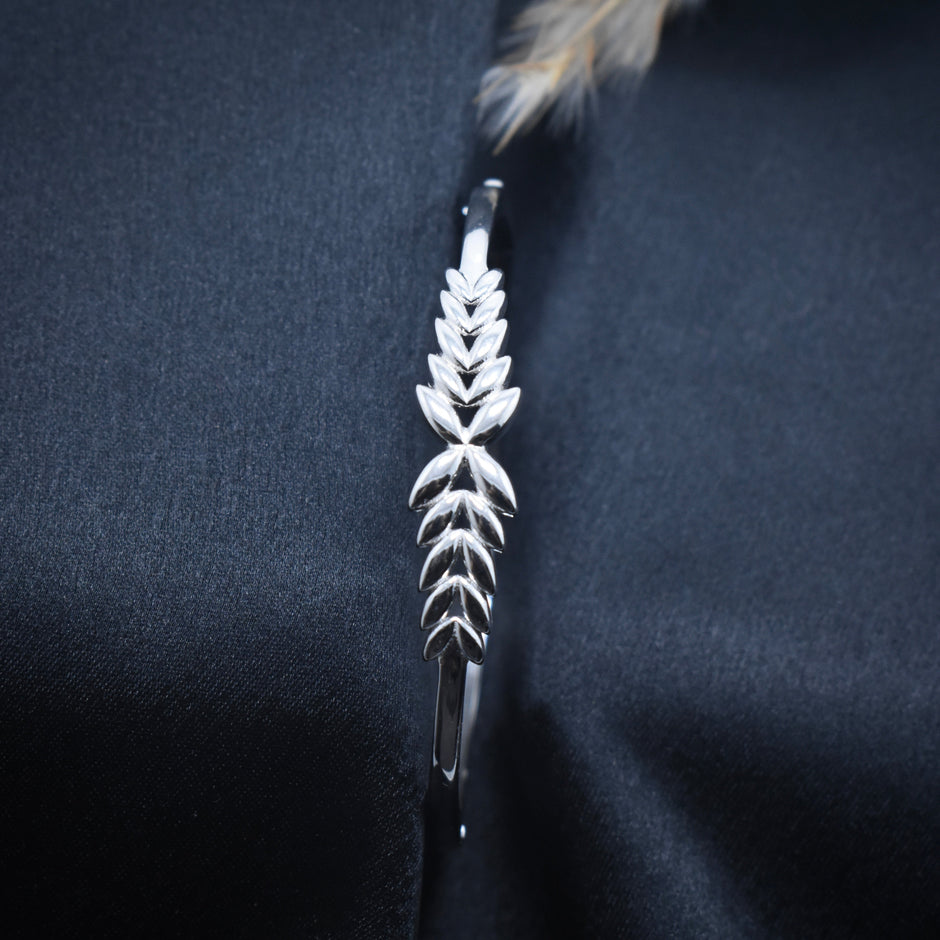 Nature-Inspired Leaf Sterling Silver Bracelet