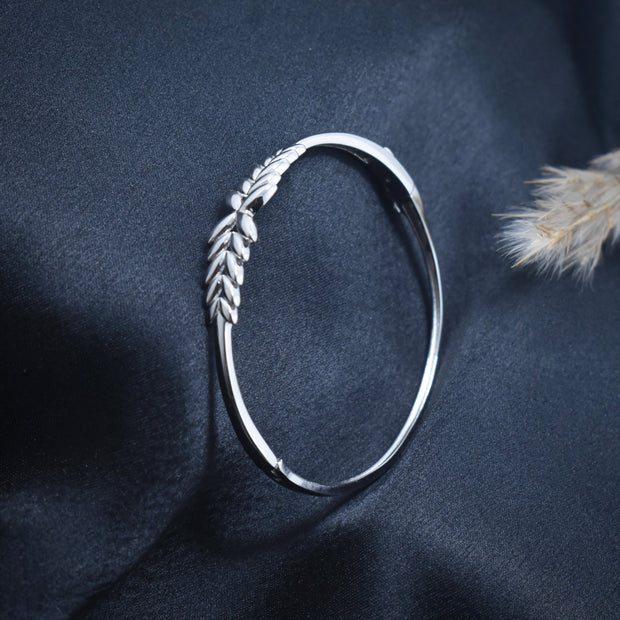 Nature-Inspired Leaf Sterling Silver Bracelet