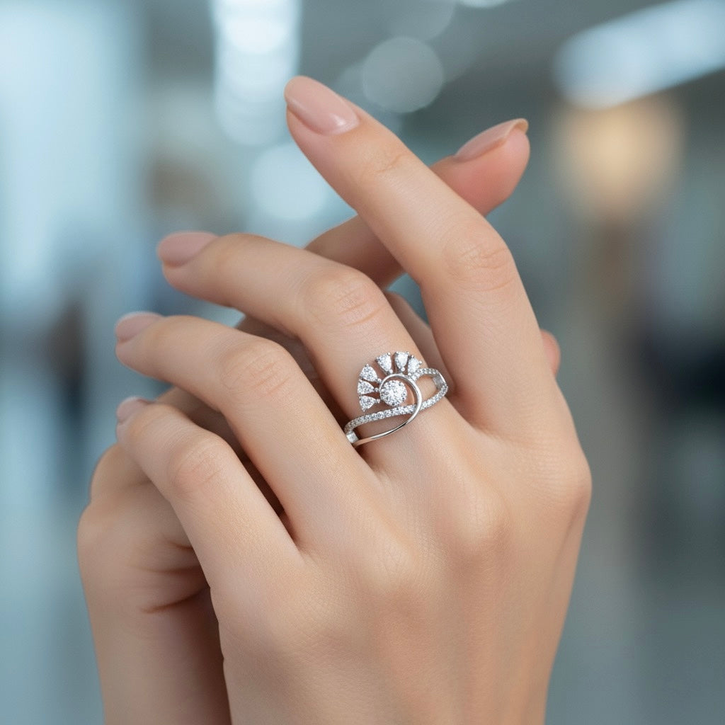 Crystal Swirl 925 Silver Ring