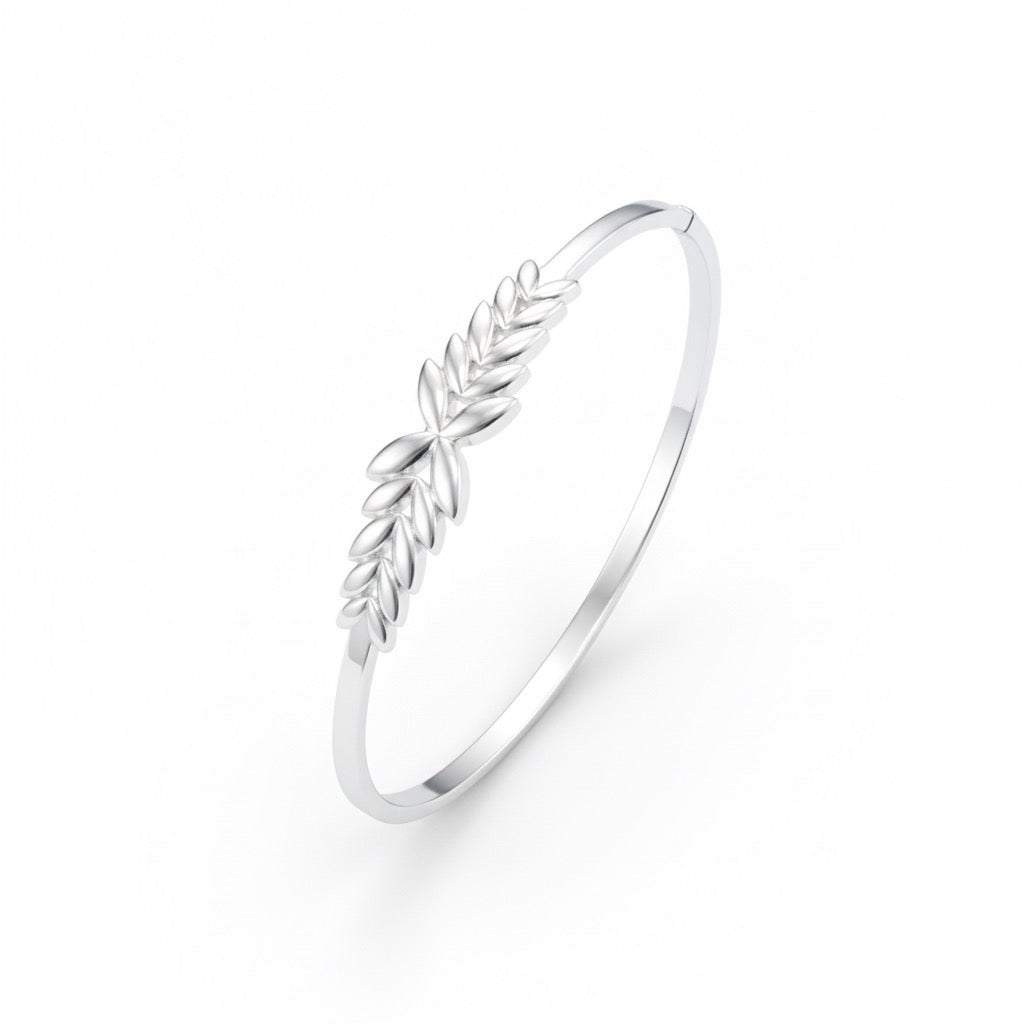 Nature-Inspired Leaf Sterling Silver Bracelet