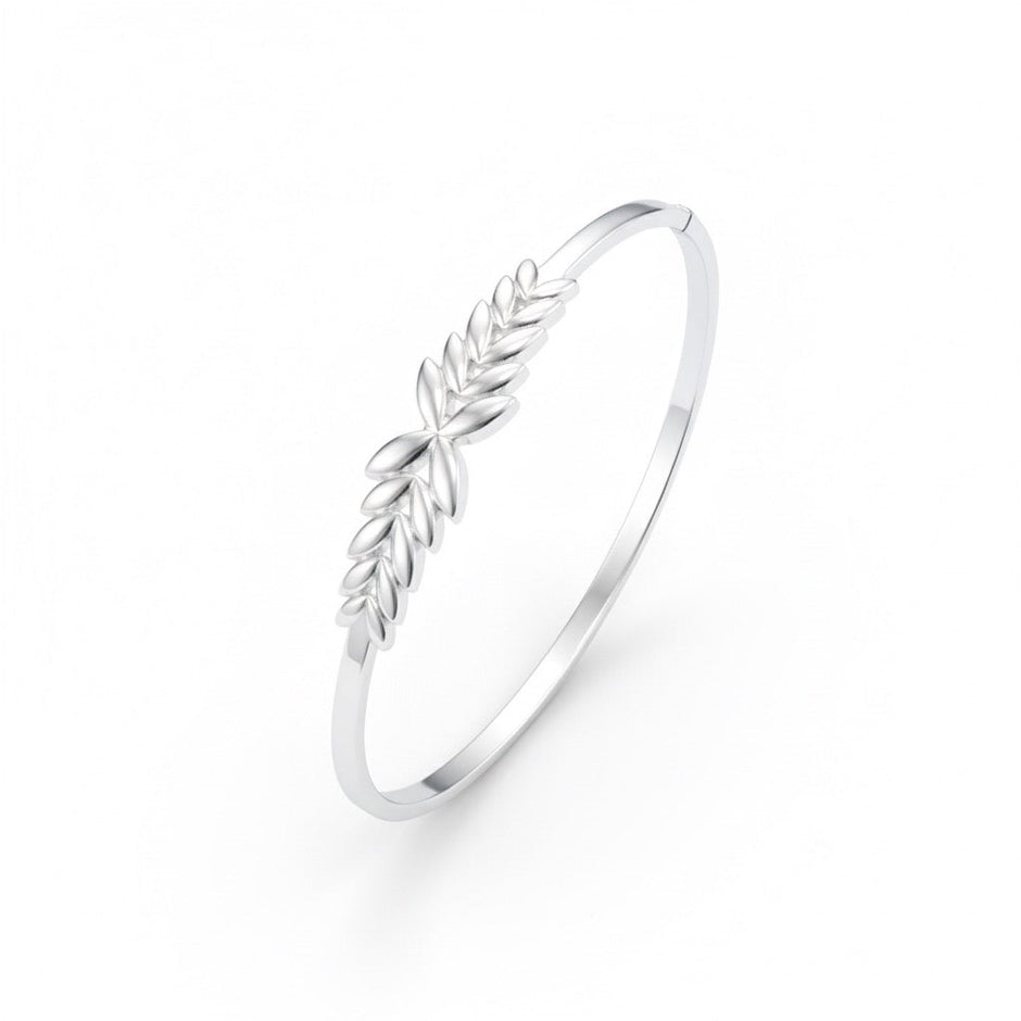 Nature-Inspired Leaf Sterling Silver Bracelet