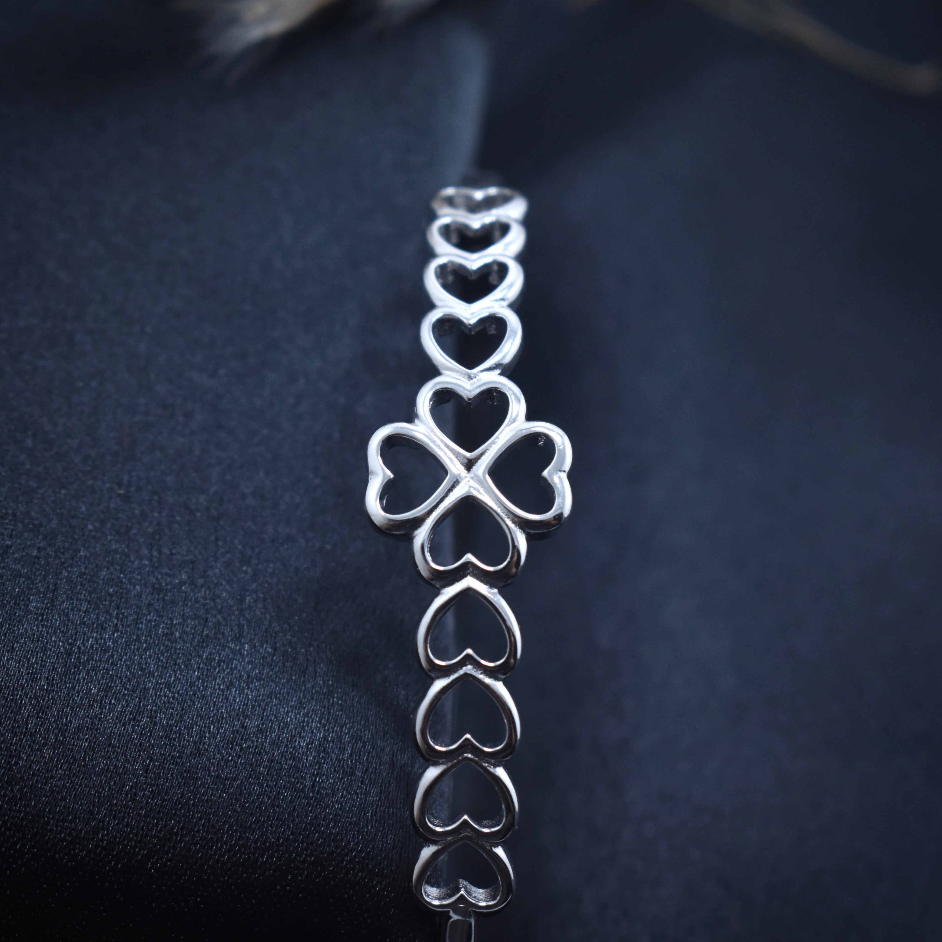 Clover Heart Silver Bracelet