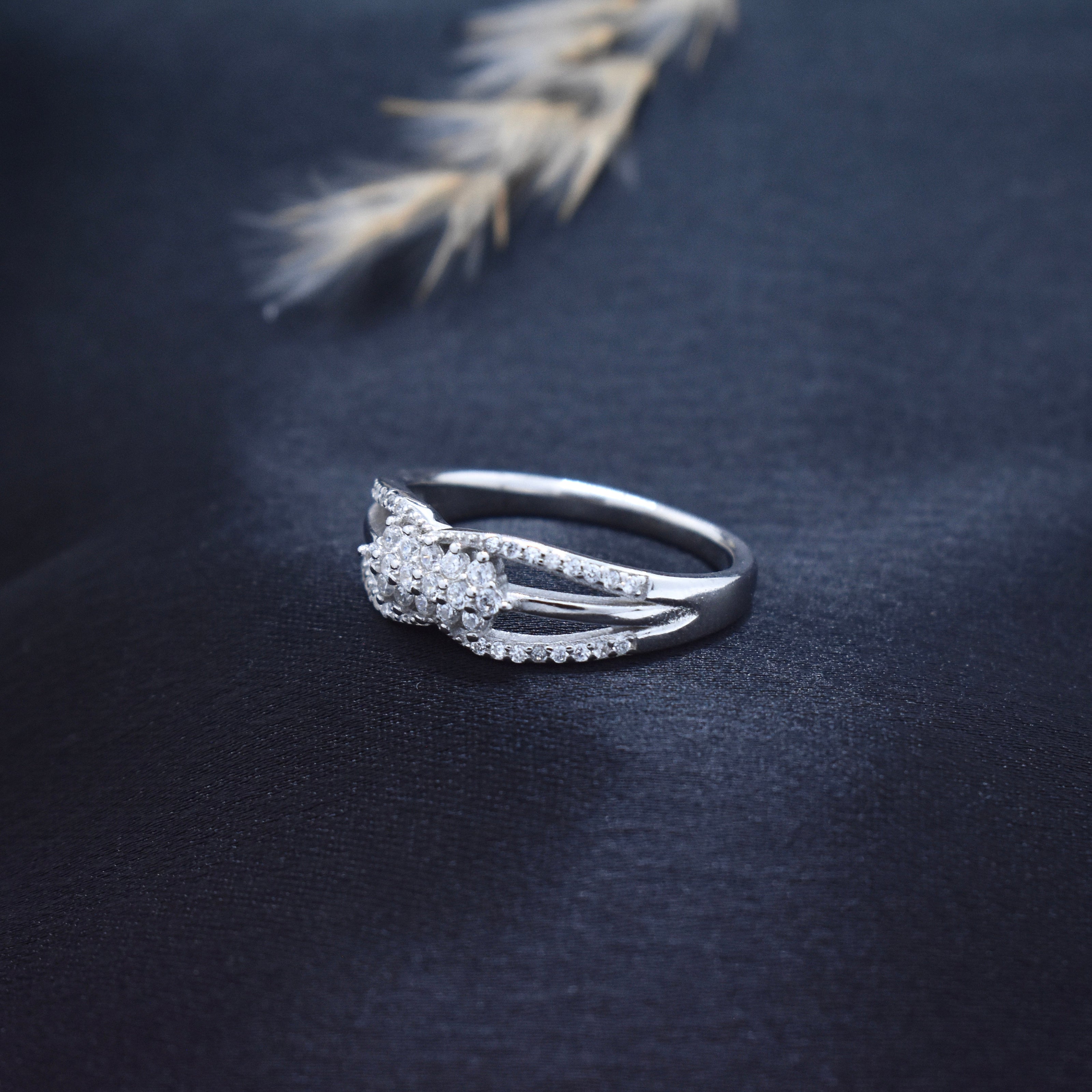 Silver Split Winged Sparkle Ring