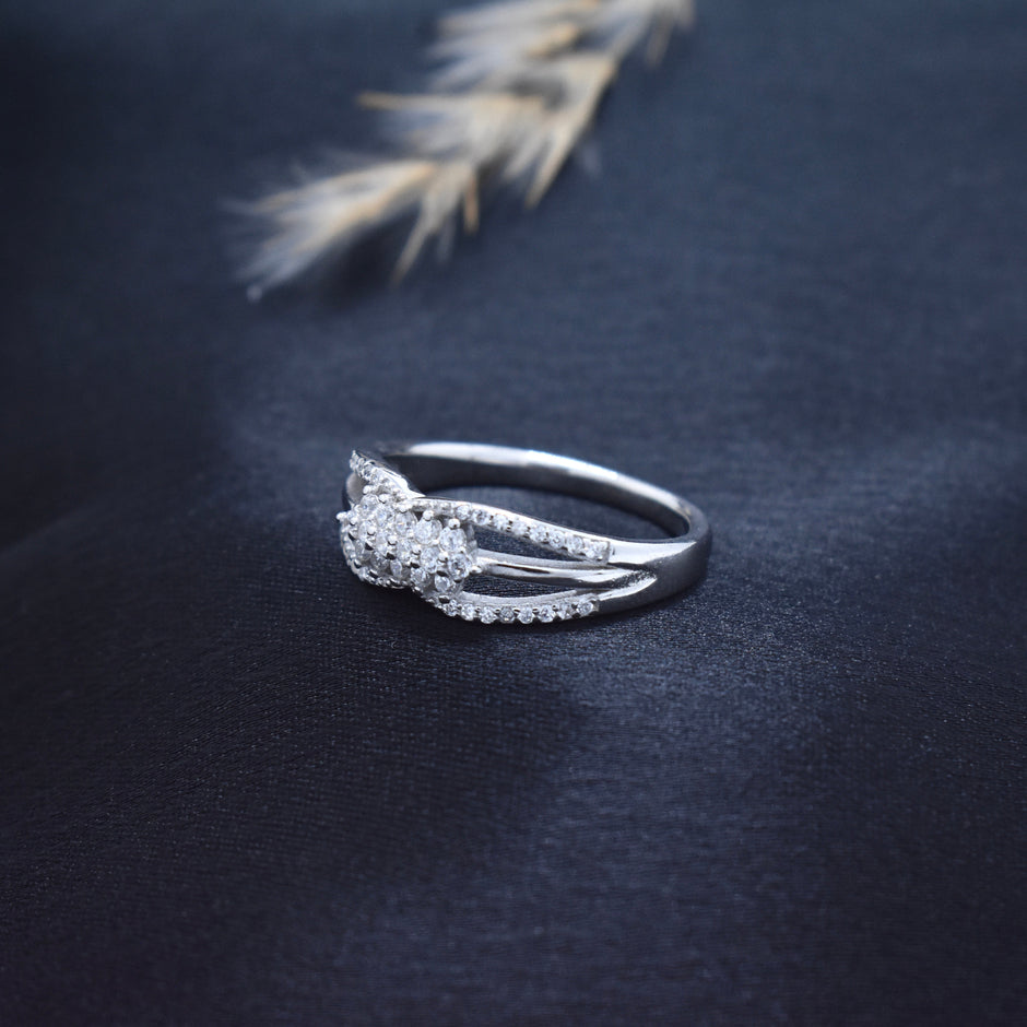 Silver Split Winged Sparkle Ring