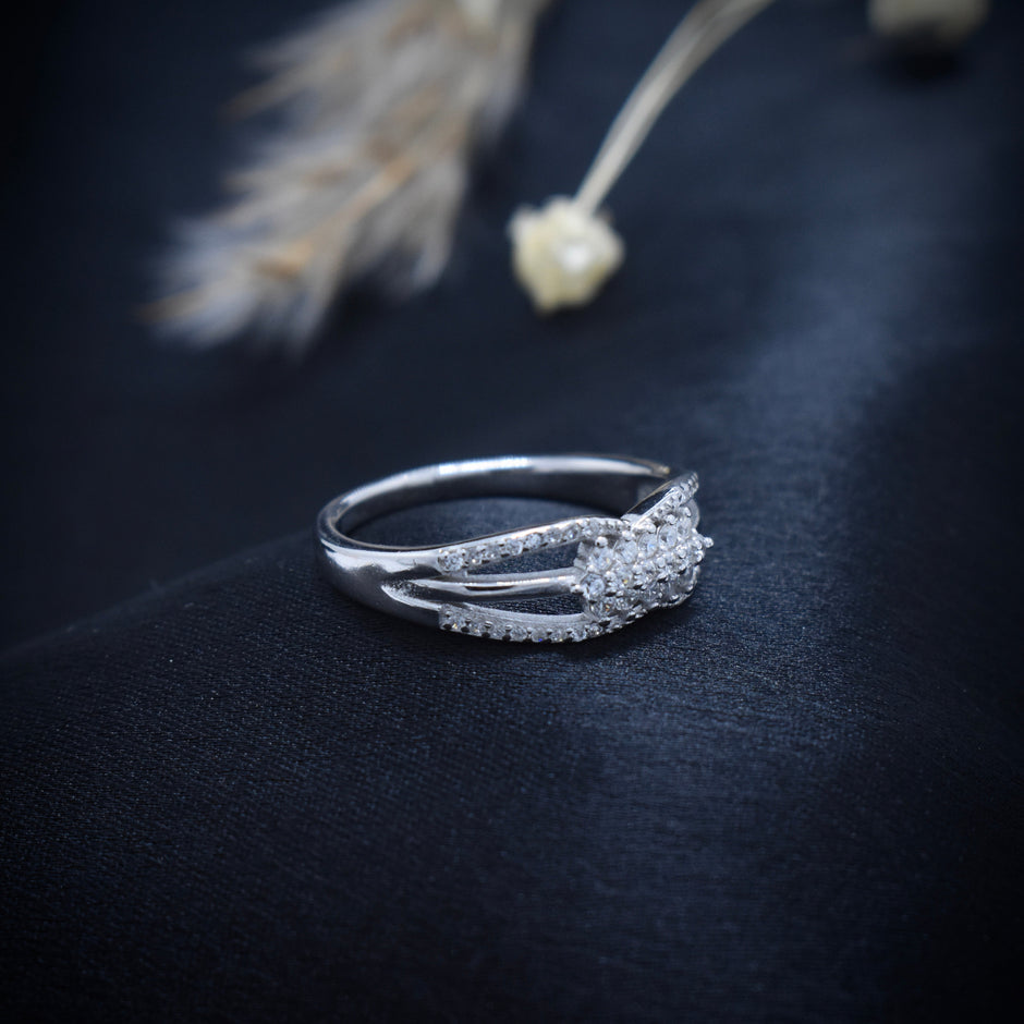 Silver Split Winged Sparkle Ring