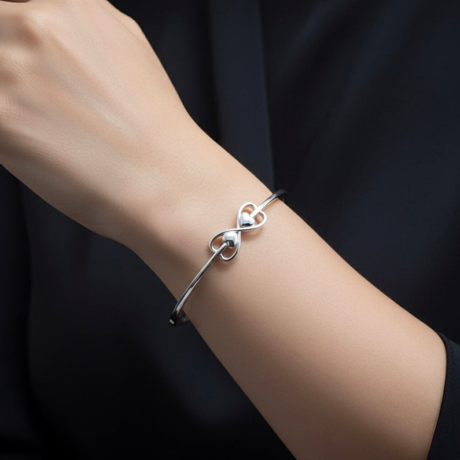 Infinity Heart Symbol Sterling Silver Bracelet