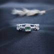 Silver Emerald Block Accent Ring