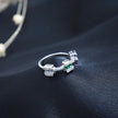 Silver Emerald Block Accent Ring