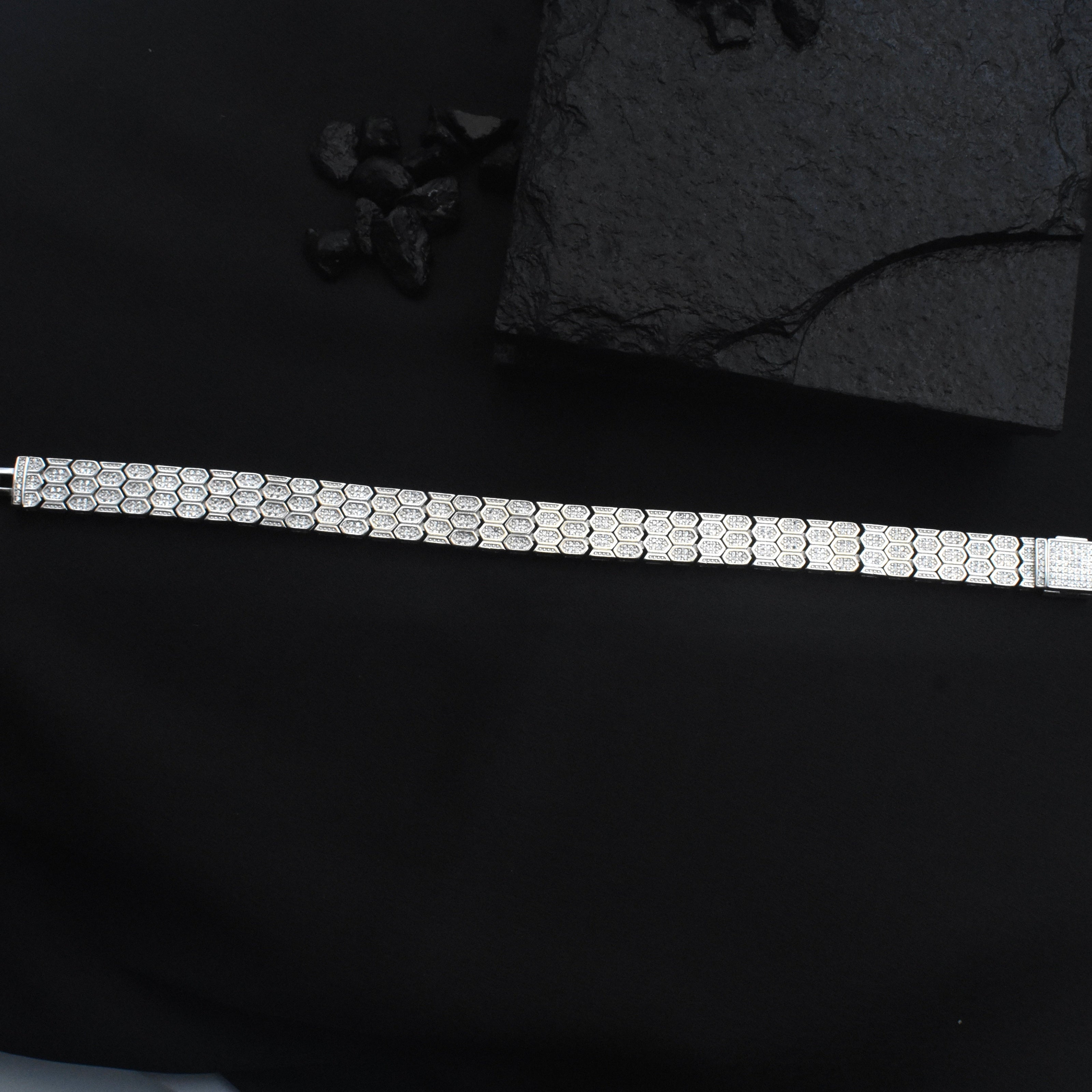 Hex Mesh Silver Bracelet