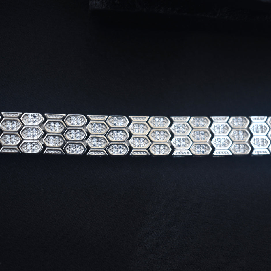 Hex Mesh Silver Bracelet