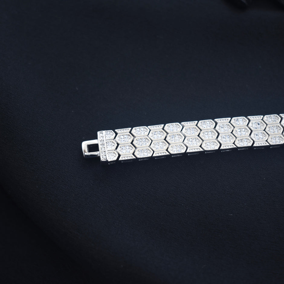 Hex Mesh Silver Bracelet