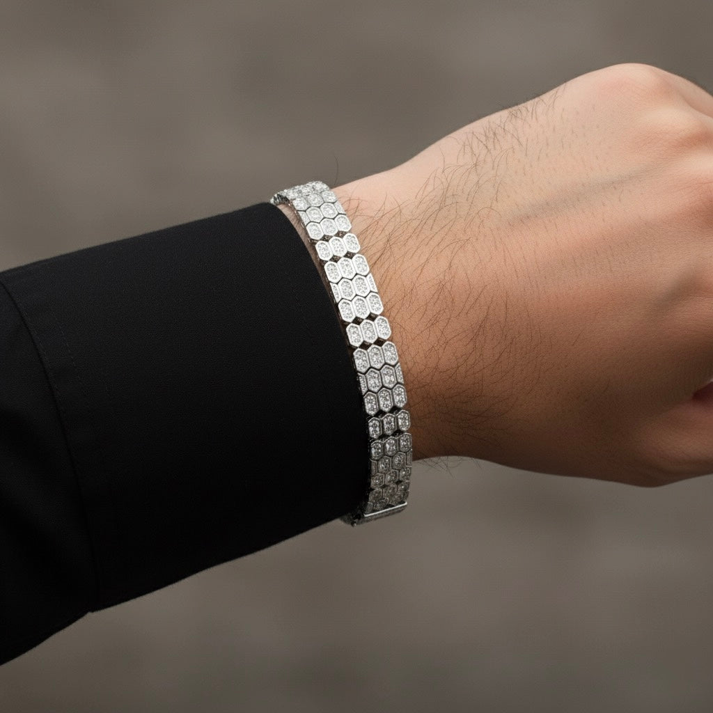 Hex Mesh Silver Bracelet