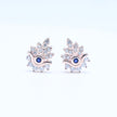 Floral Eye Motif Silver Rhodium Earrings