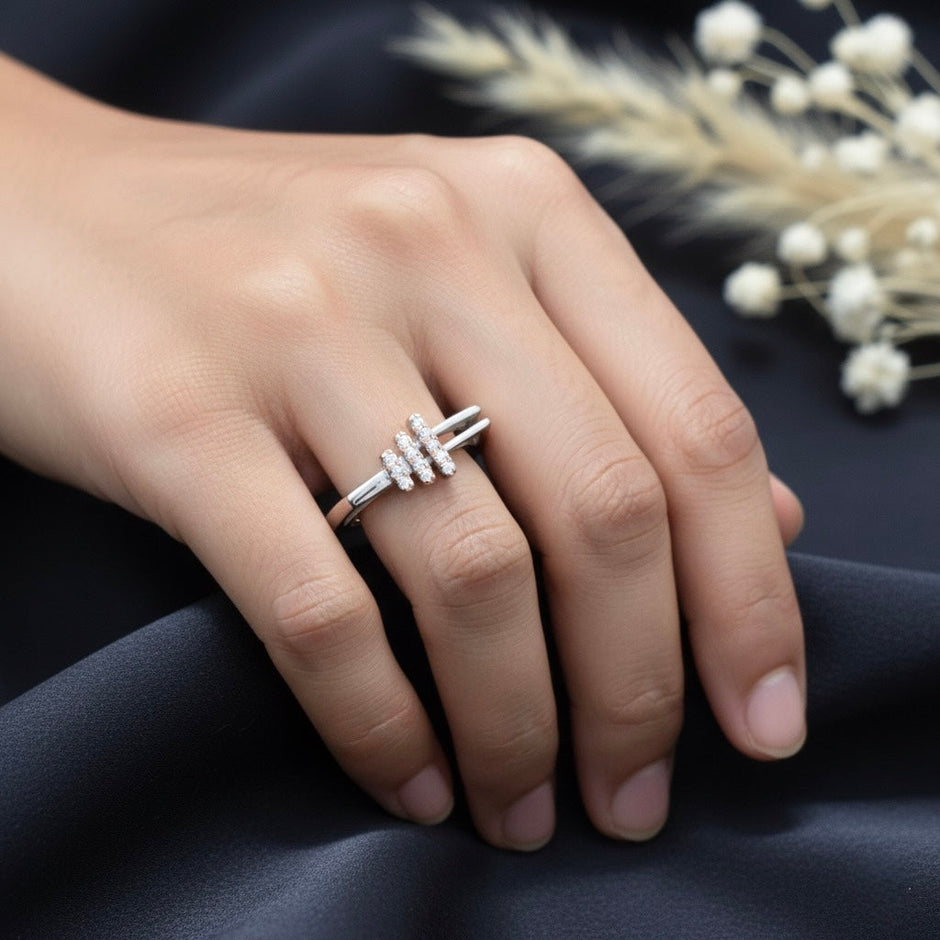 Silver Geo Stacked Ring