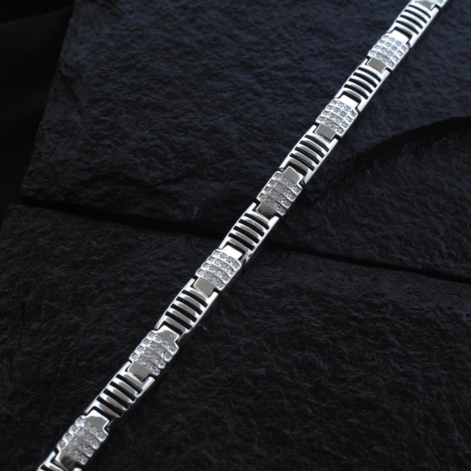 Panel Ridge Silver Bracelet