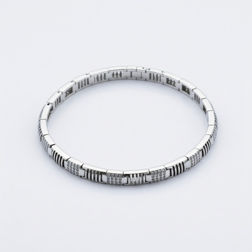 Panel Ridge Silver Bracelet