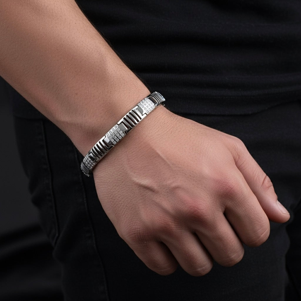 Panel Ridge Silver Bracelet