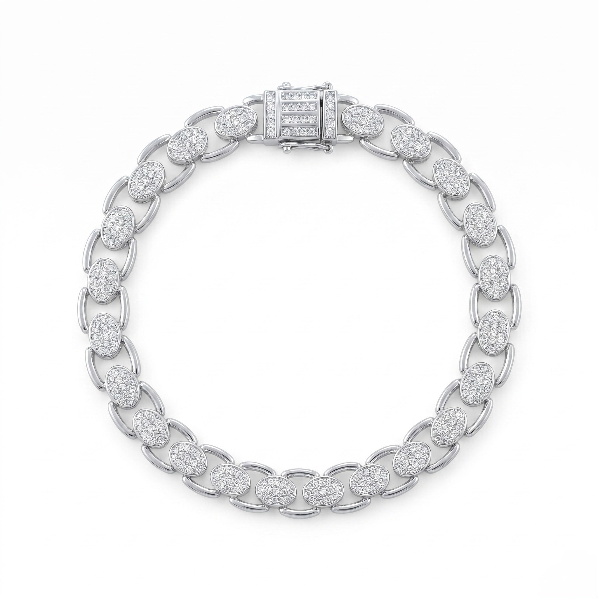 Iced Oval Link Bracelet