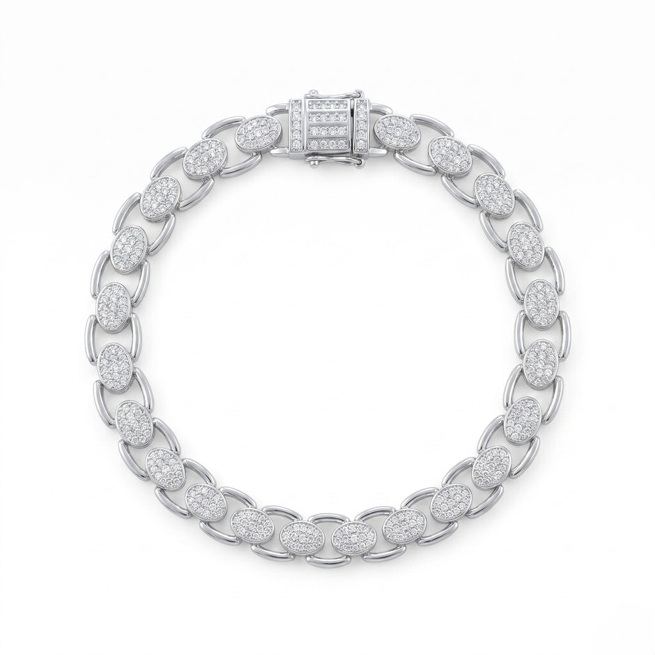 Iced Oval Link Bracelet