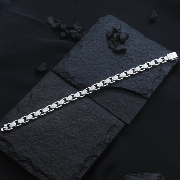 Radiant Oval Cuban Silver Bracelet