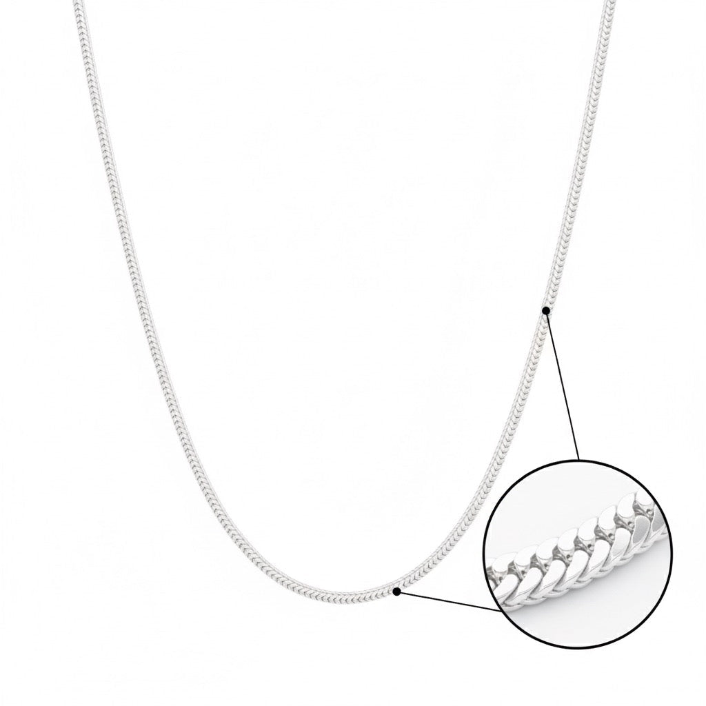 Sleek Curve Mesh Silver Chain