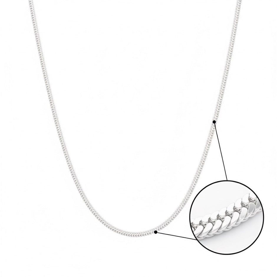 Sleek Curve Mesh Silver Chain