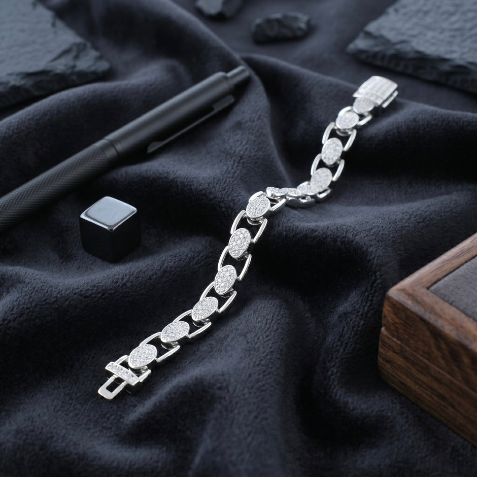 Iced Oval Link Bracelet