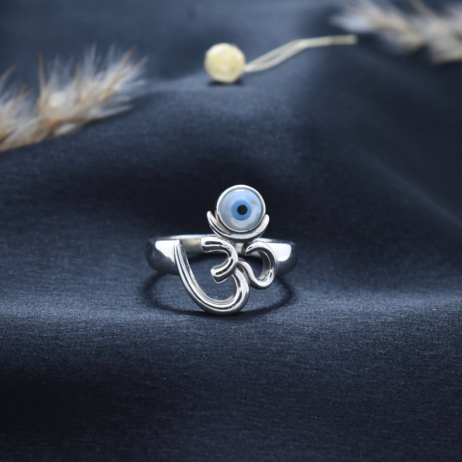 Silver Evil eye Om Ring