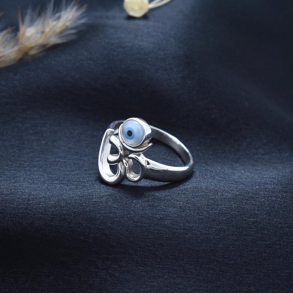 Silver Evil eye Om Ring