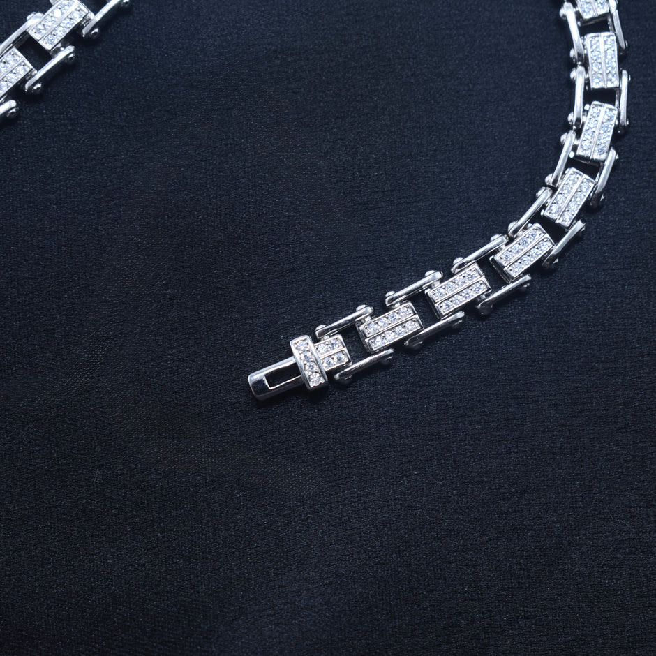 Iced Block Staple Link Bracelet