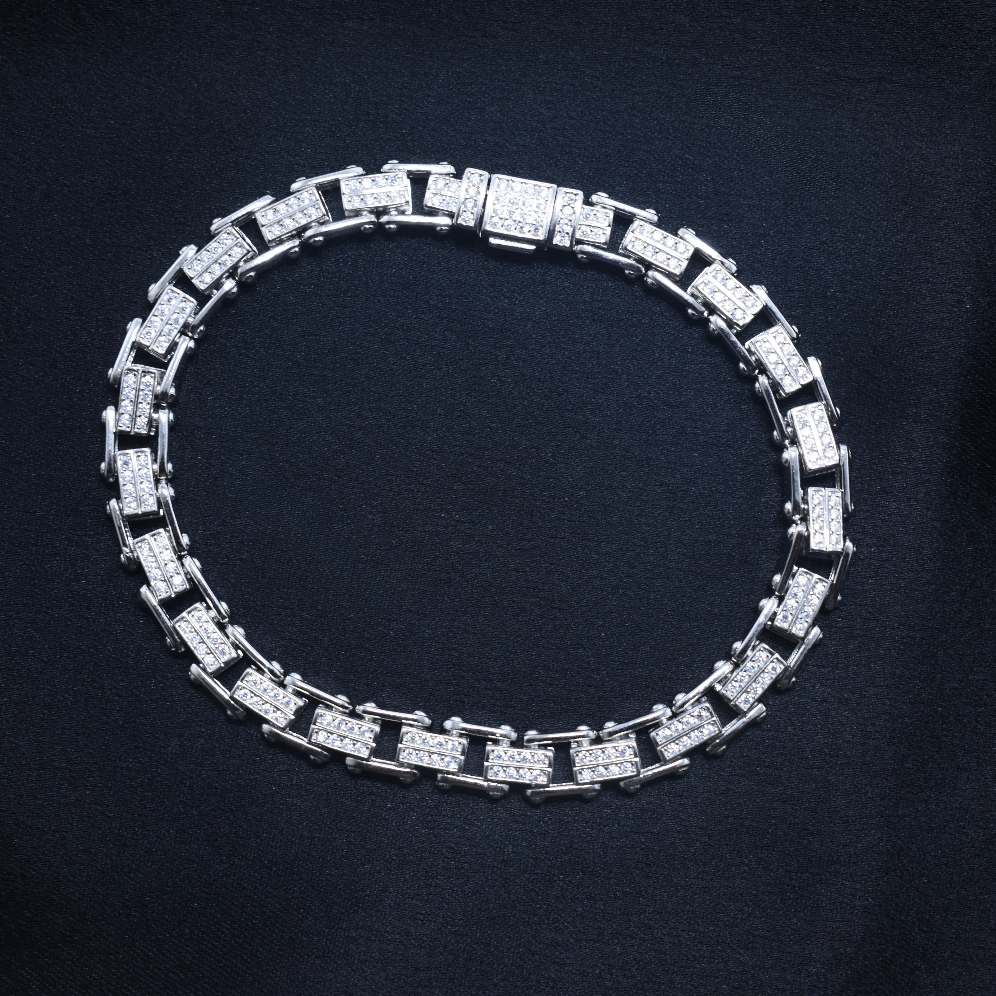 Iced Block Staple Link Bracelet
