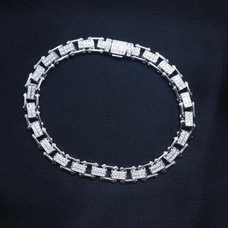 Iced Block Staple Link Bracelet