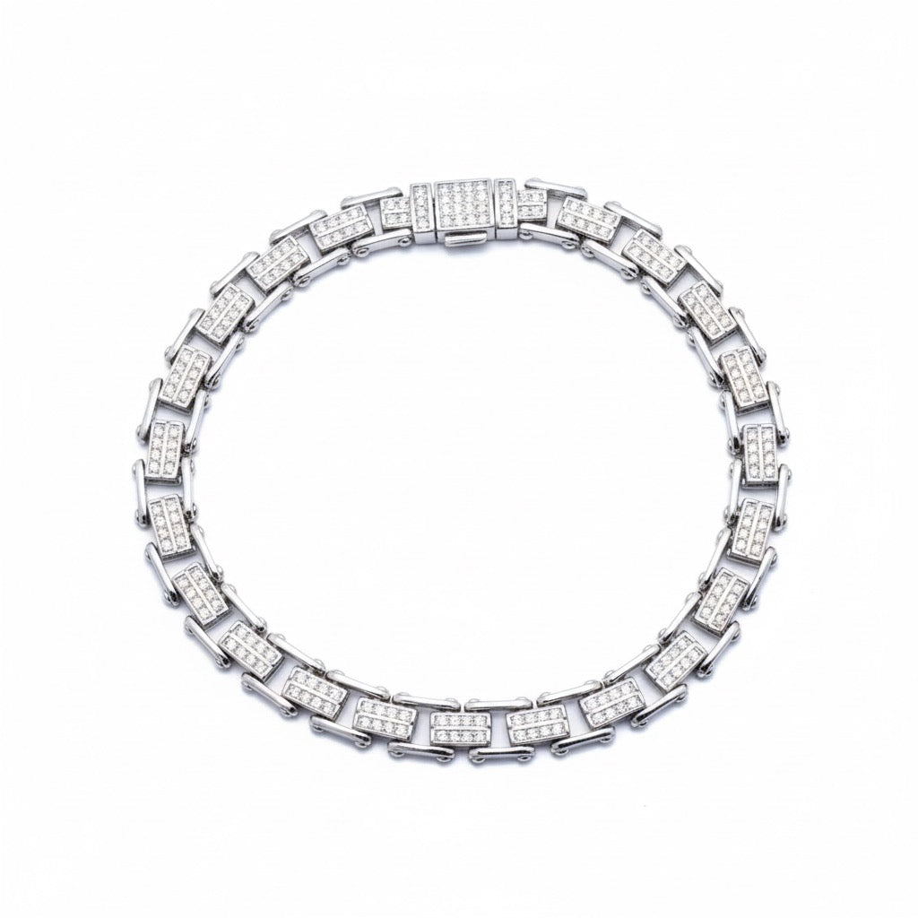 Iced Block Staple Link Bracelet