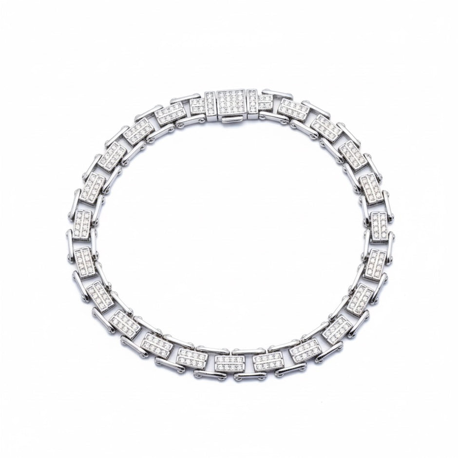 Iced Block Staple Link Bracelet