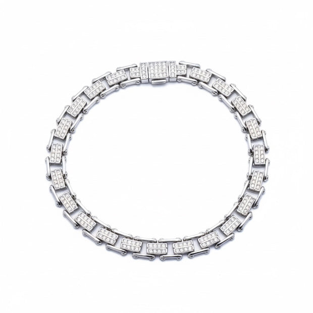 Iced Block Staple Link Bracelet